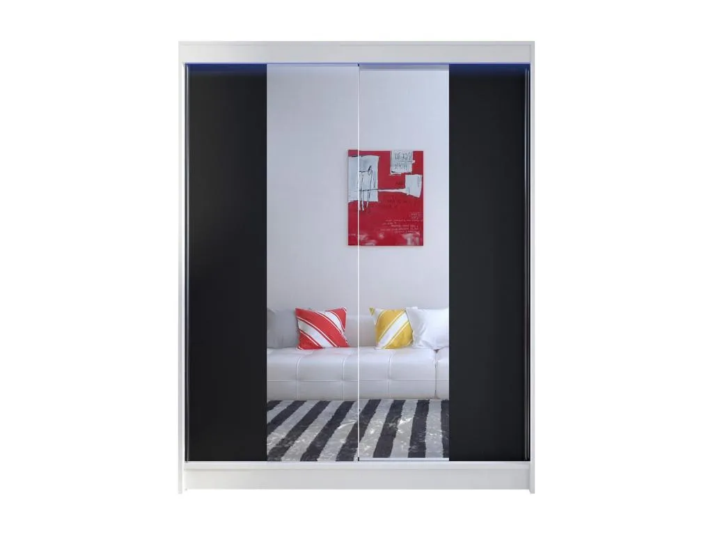 Armario Alkihogares 141 Blanco | Negro 200x150x58cm Puertas de armario - Correderas
