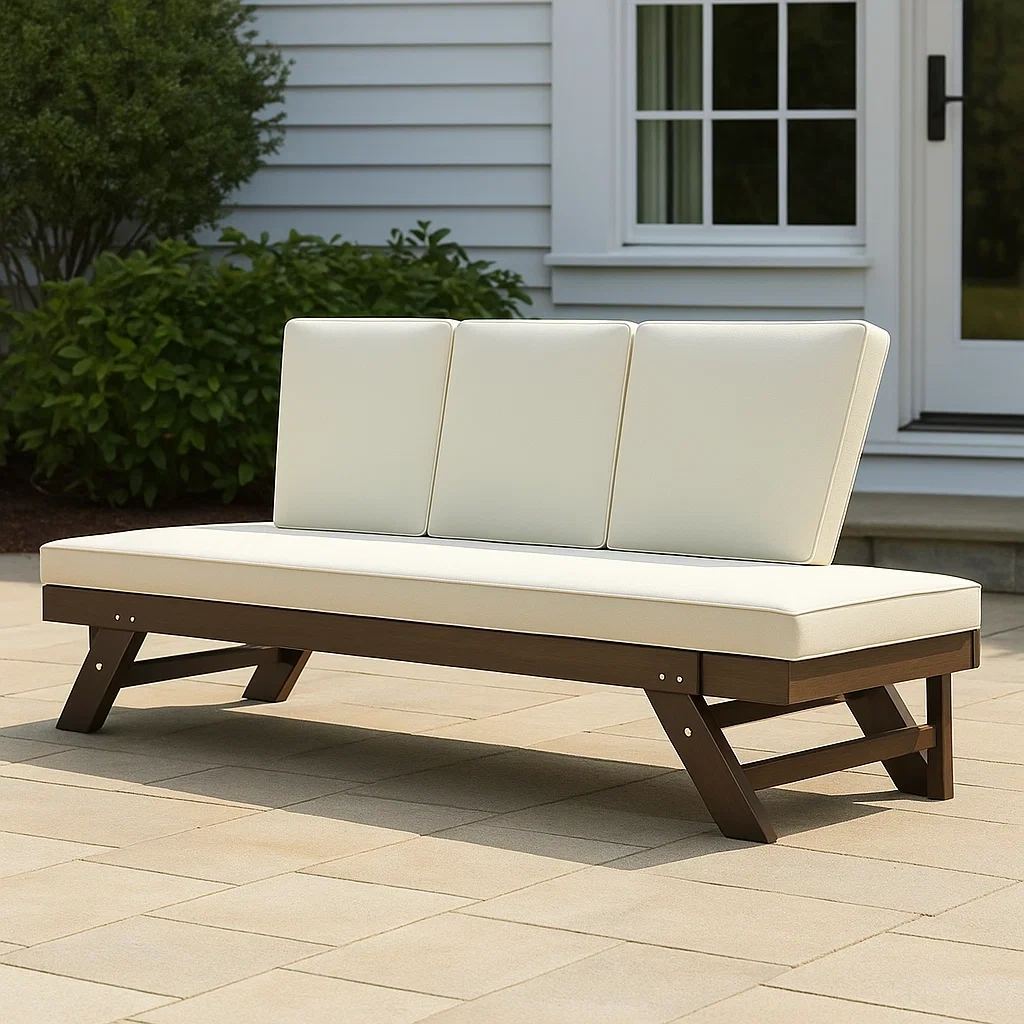 Sofá de exterior,beige,madera,apto para exterior,206x54x81cm