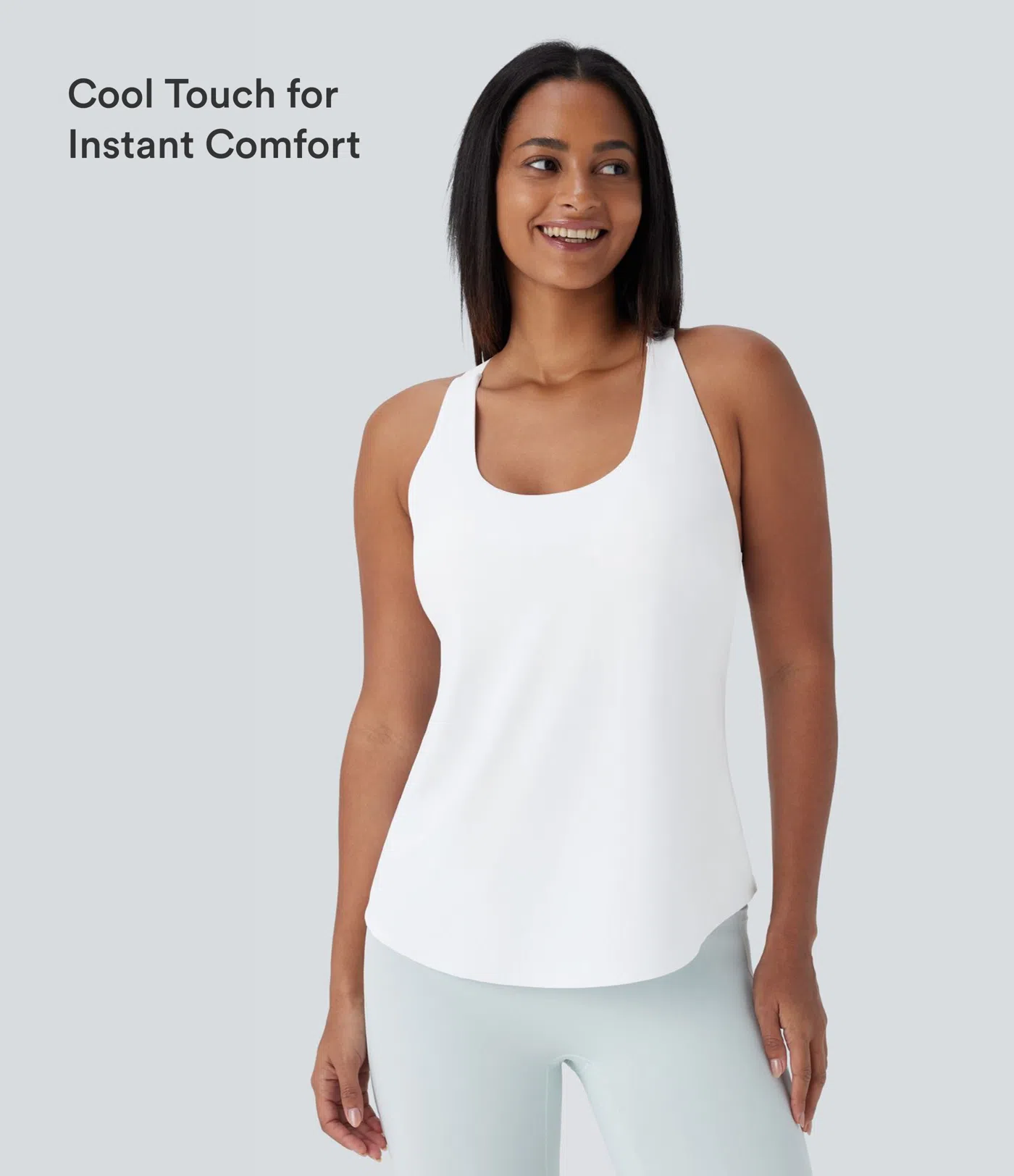 U Neck Curved Hem InstantCool Yoga Tank Top