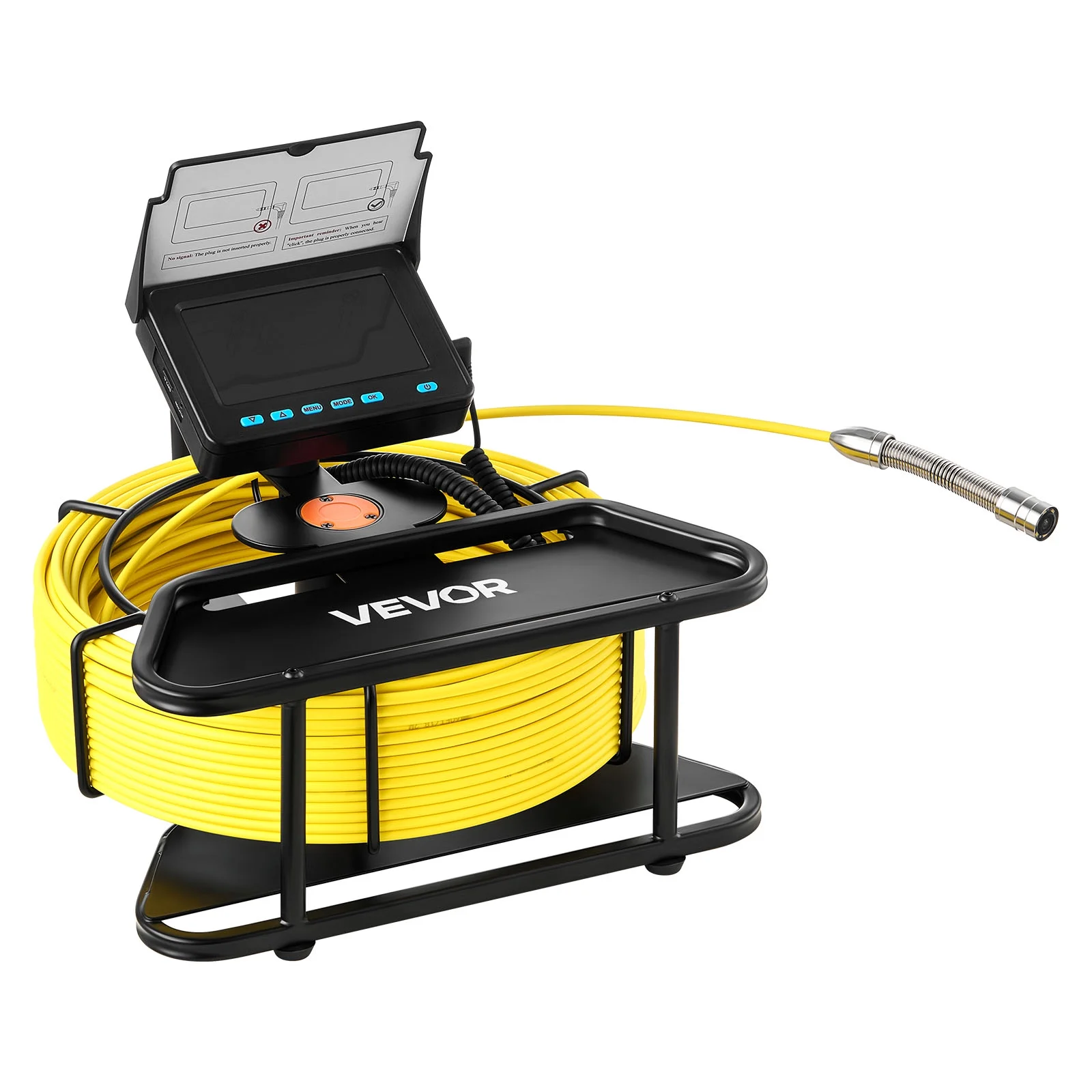 VEVOR Sewer Camera, 164 ft/50m, 4.3" Drain Inspection Camera, IP68 Waterproof Snake Plumbing Camera with Lights - 6 Adjustable LEDs, 4500mAh Battery & 16GB Card for Sewer Line Duct Pipes - Image 9