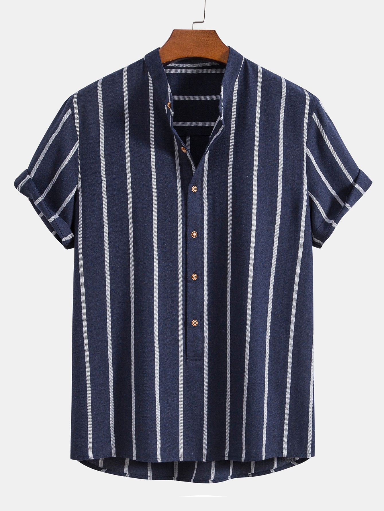 Stripes Cotton Henley Shirts