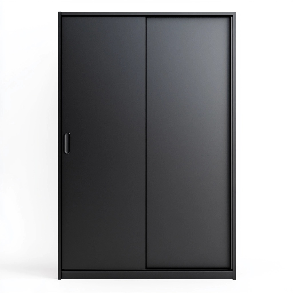 Armario moderno de dormitorio con puertas correderas color negro fabricado en melamina para almacenamiento de ropa 200x120x60 cm tipo guardarropa ES4348190