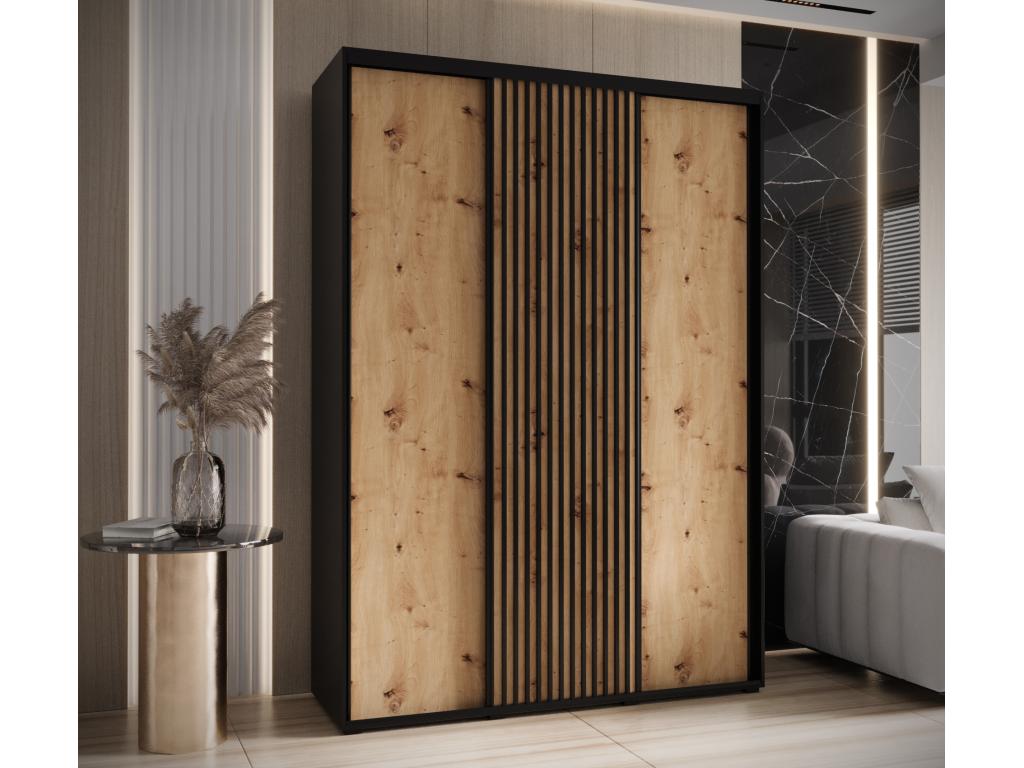 ARMARIO SAPPORO 1 DE PUERTAS CORREDERAS 205,2/180/60 3 puertas (negro/artisan)