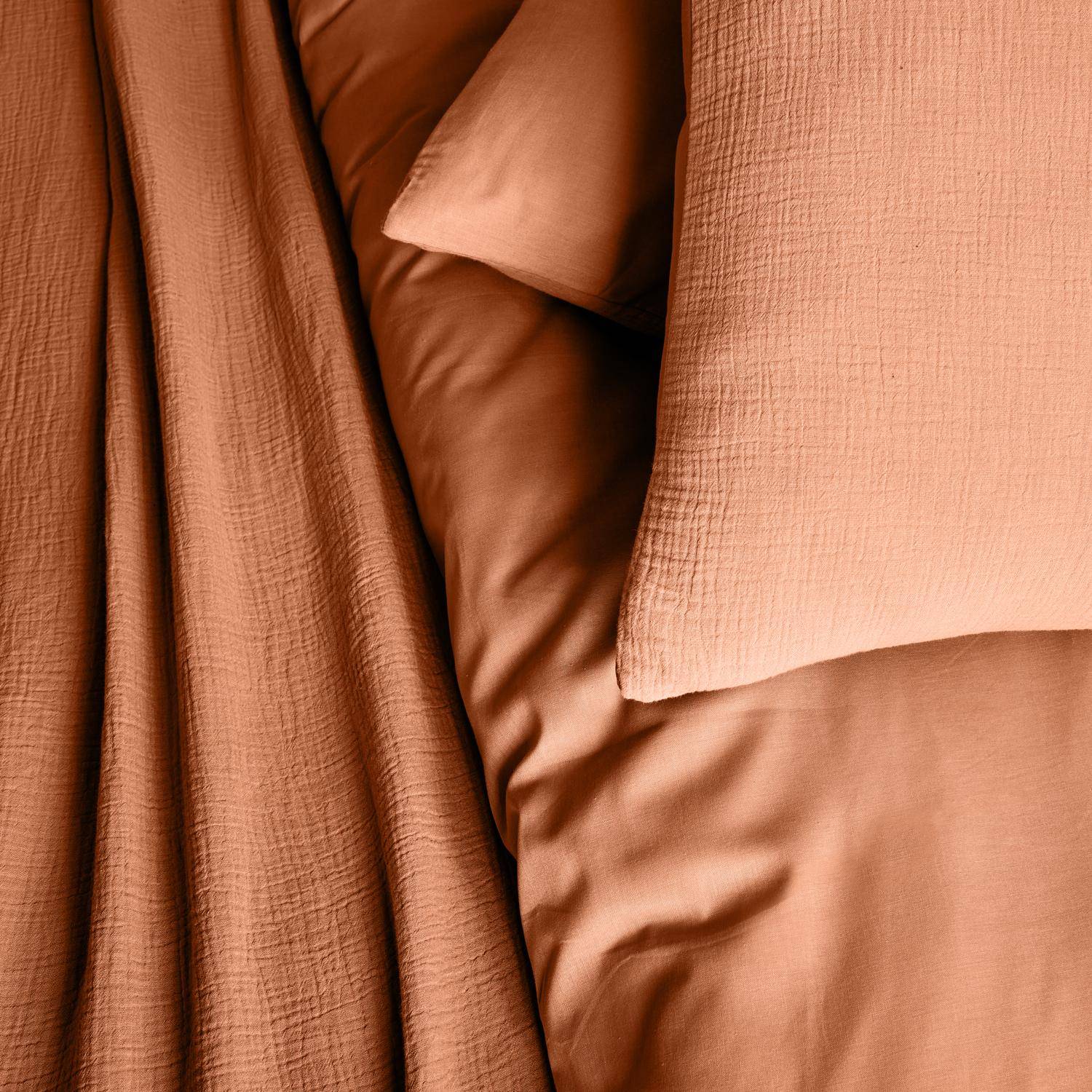 Alix - Ropa de cama de gasa de algodón terracota