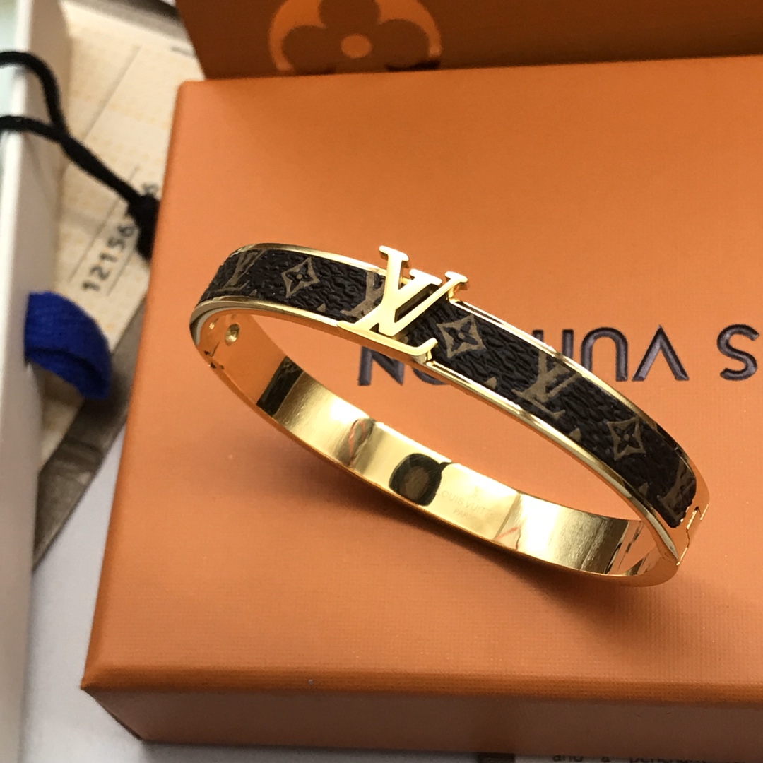 Louis Vuitton LV Monogram Leather Bangle Couple Bracelet - Original Replica Club