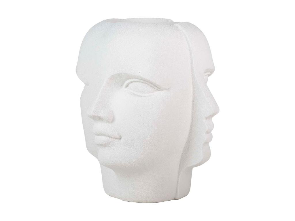 Macetero Caras Poliresina Blanco 68x68x69 Cm