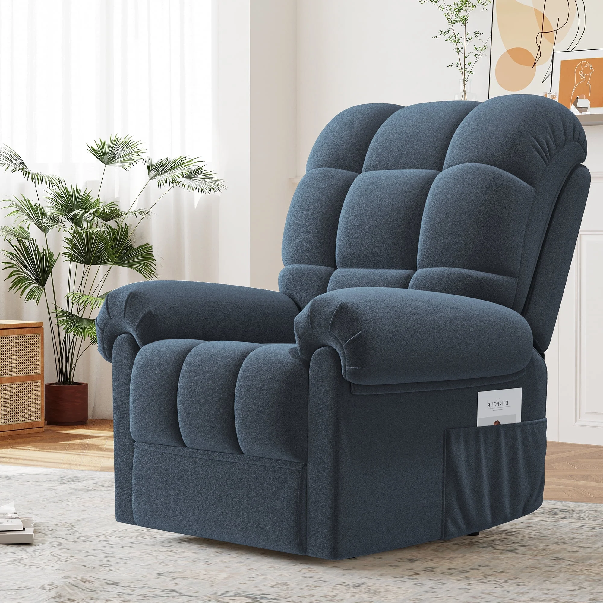 Power Recliner Chair,Electric Recline Sofa Chair for Adults with USB Port,Comfy Teddy Fleece Adjustable Cloud Sofa,Tool-Free Setup,Beige White - Image 27