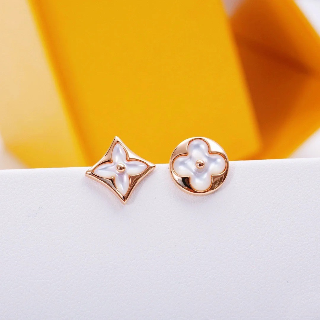 Louis Vuitton Asymmetrical Rose Gold Stud Earrings - Original Replica Club