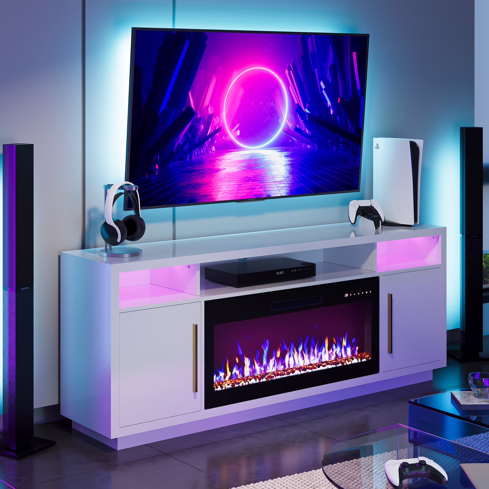 BELLEZE Fireplace TV Stand for TVs Up To 75