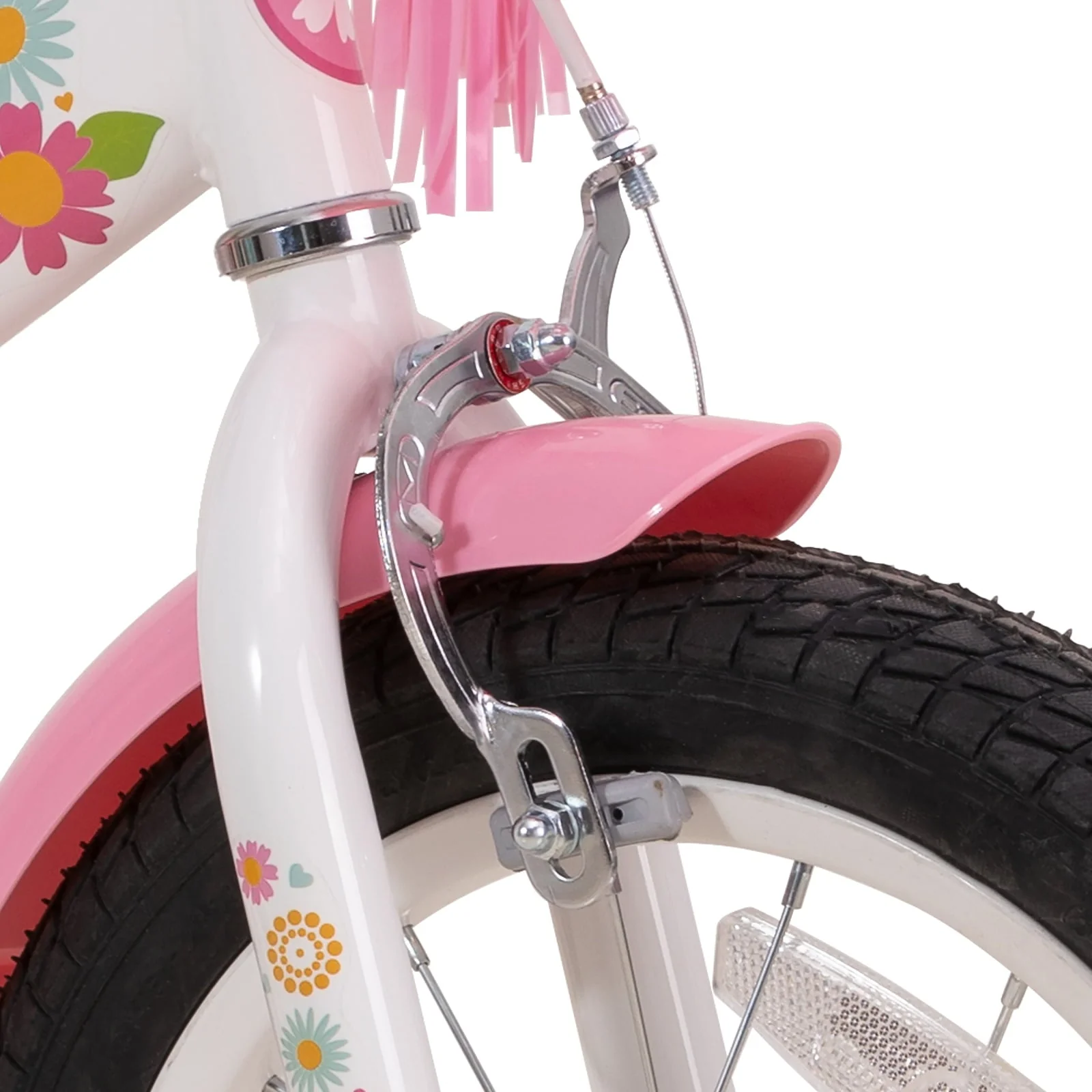 JOYSTAR Little Daisy 12 Inch Kids Bike for 2 3 4 Years Girls with Training Wheels Princess Kids Bicycle with Basket Bike Streamers Toddler Cycle Bikes White - Image 3