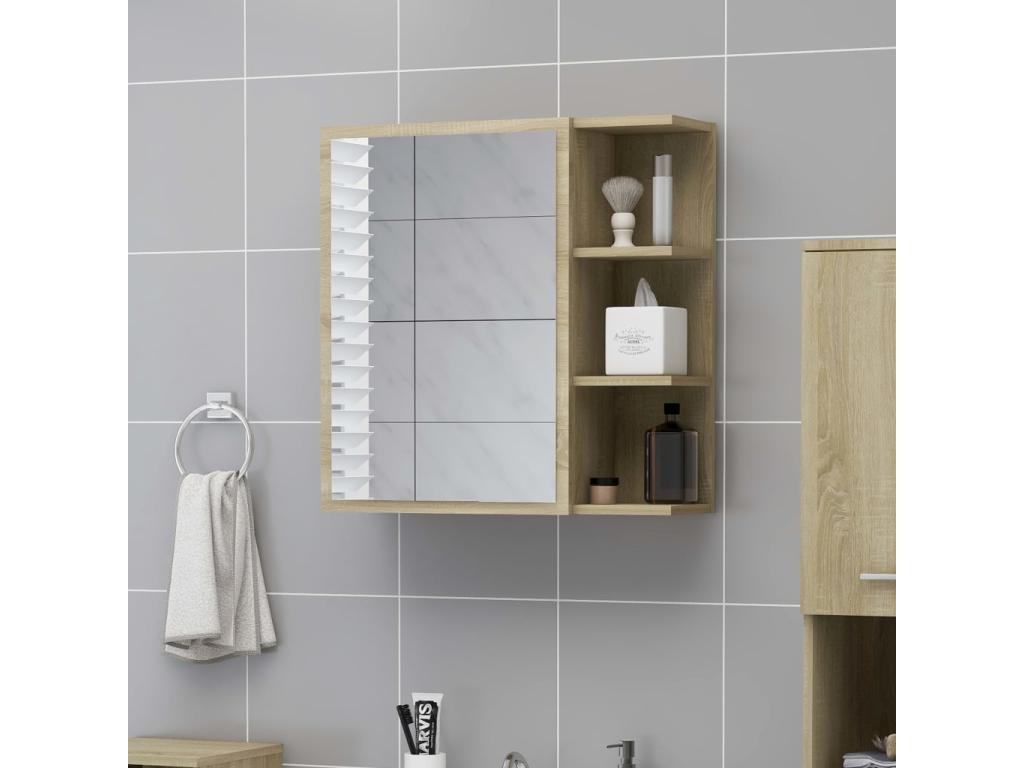 Armario espejo baño contrachapada color roble 62 - 5x20 - 5x64 cm
