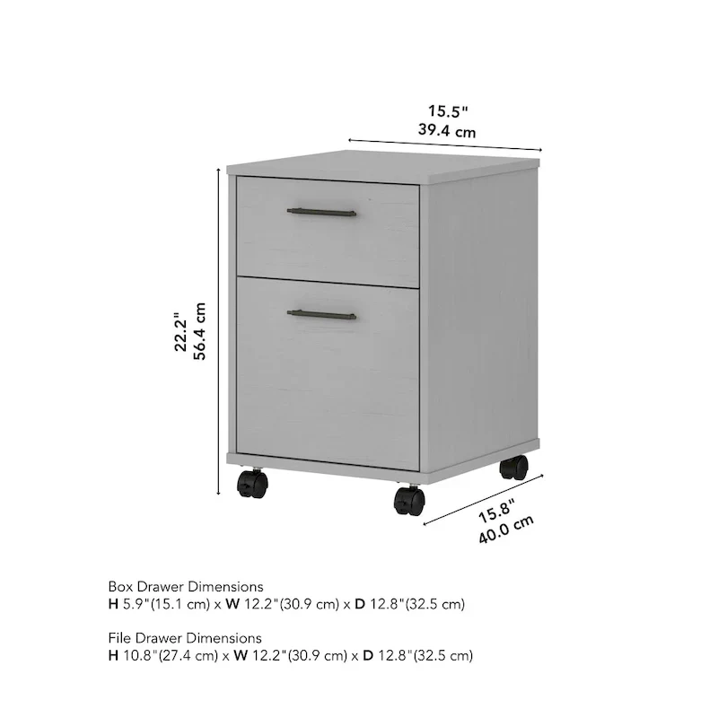 Bush Furniture Key West Mobile File Cabinet with 2 Drawers
