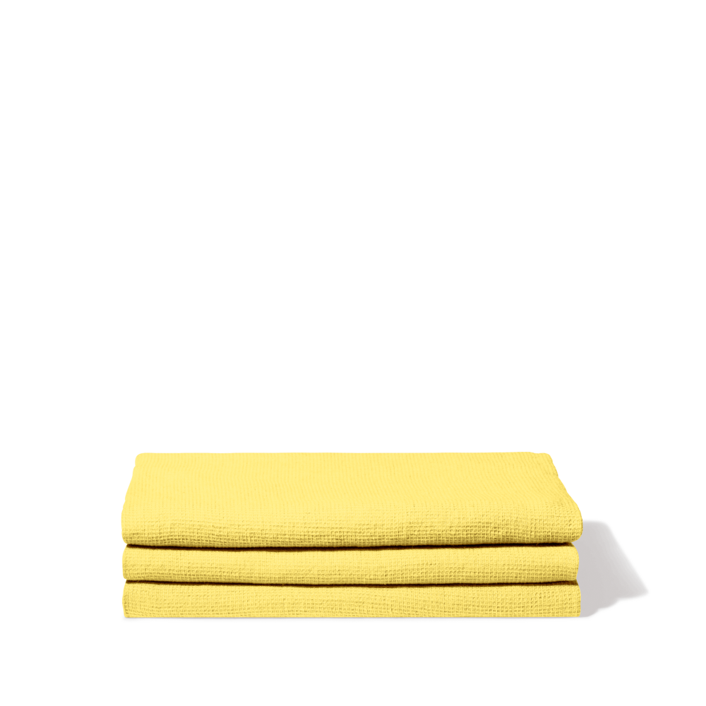 Serviette de bain en lin - Nid d'abeille - Jaune Citronnade