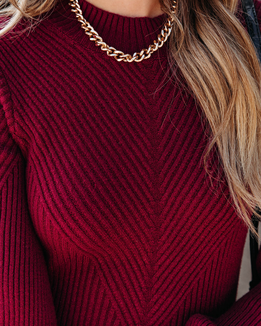 Archie Ribbed Knit Pullover Sweater - Wine - Se7enfashion
