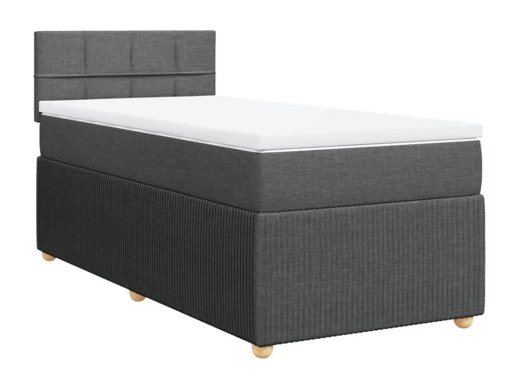 Cama box spring con colchón tela gris oscuro 100x200 cm cco3520536
