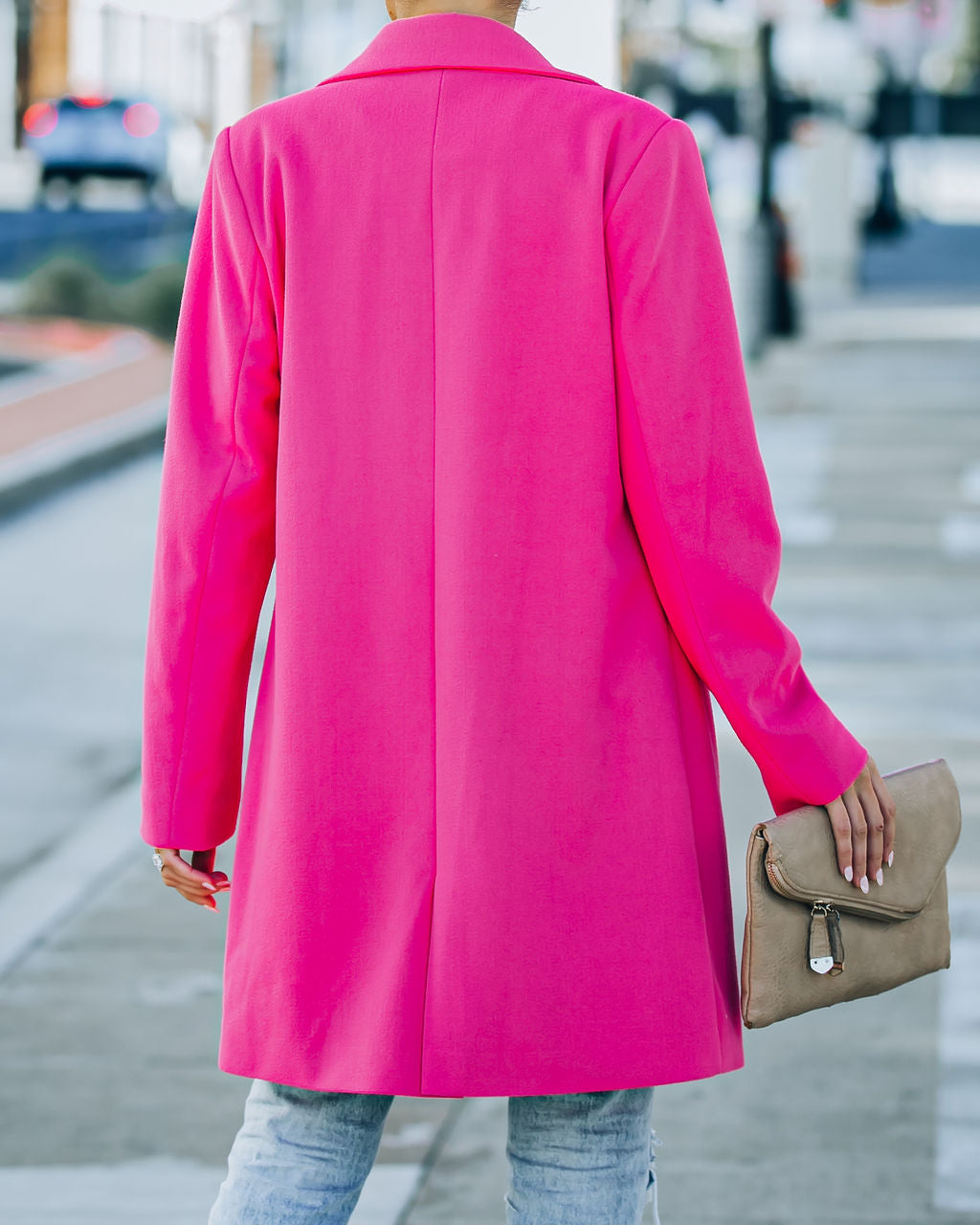 Frisco Pocketed Coat - Hot Pink - Se7enfashion