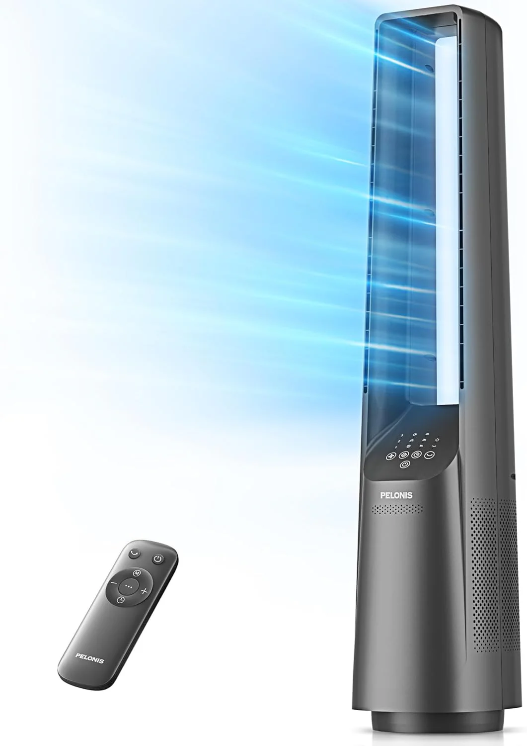 PELONIS 40" Smart Bladeless Fan for Bedrrom - Tower Fan, Alexa/Google/WiFi, DC Motor, 6 Speeds, 4 Modes, Remote, 7H Timer, 90° Oscillation, Safe for Home and Office