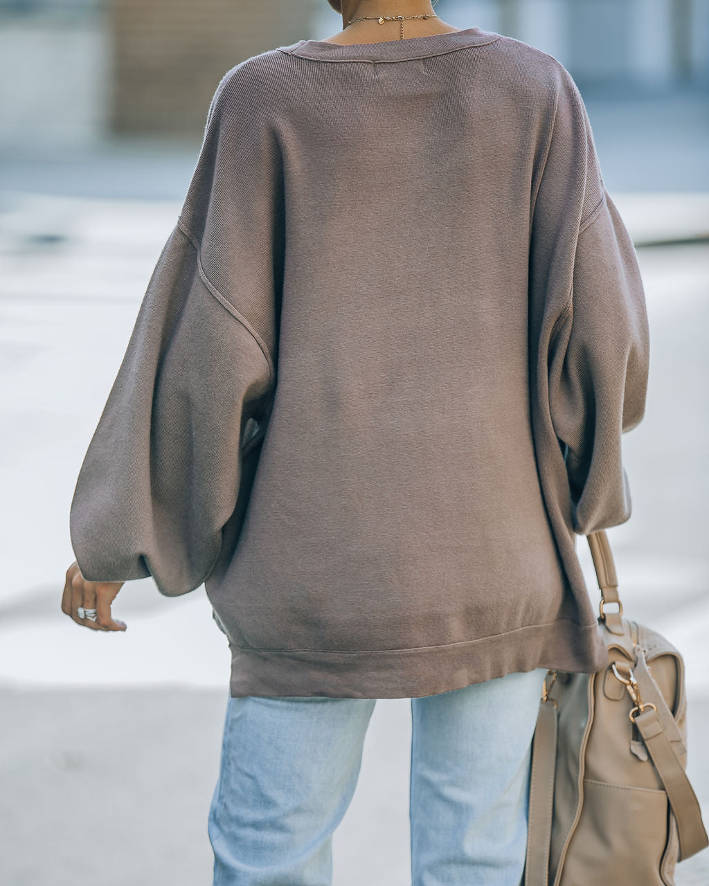 Running Errands Knit Oversized Pullover Sweater - Chocolate - Se7enfashion