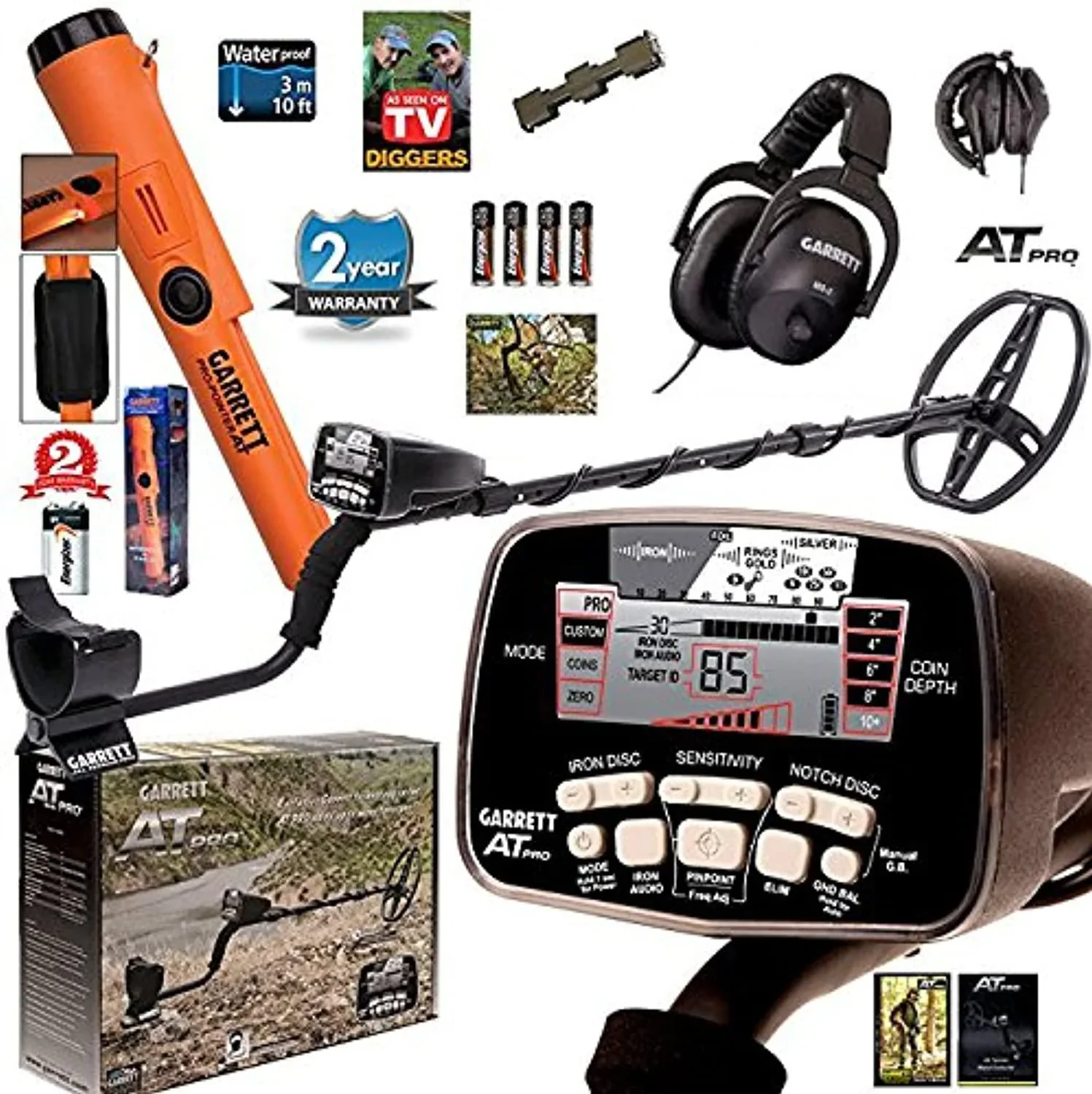 Garrett AT PRO Metal Detector With Pro-Pointer AT Underwater Pinpointer And 8.5 x 11 in PROformance DD Searchcoil - Image 2 Garrett AT PRO Metal Detector With Pro-Pointer AT Underwater Pinpointer And 8.5 x 11 in PROformance DD Searchcoil - Image 2
