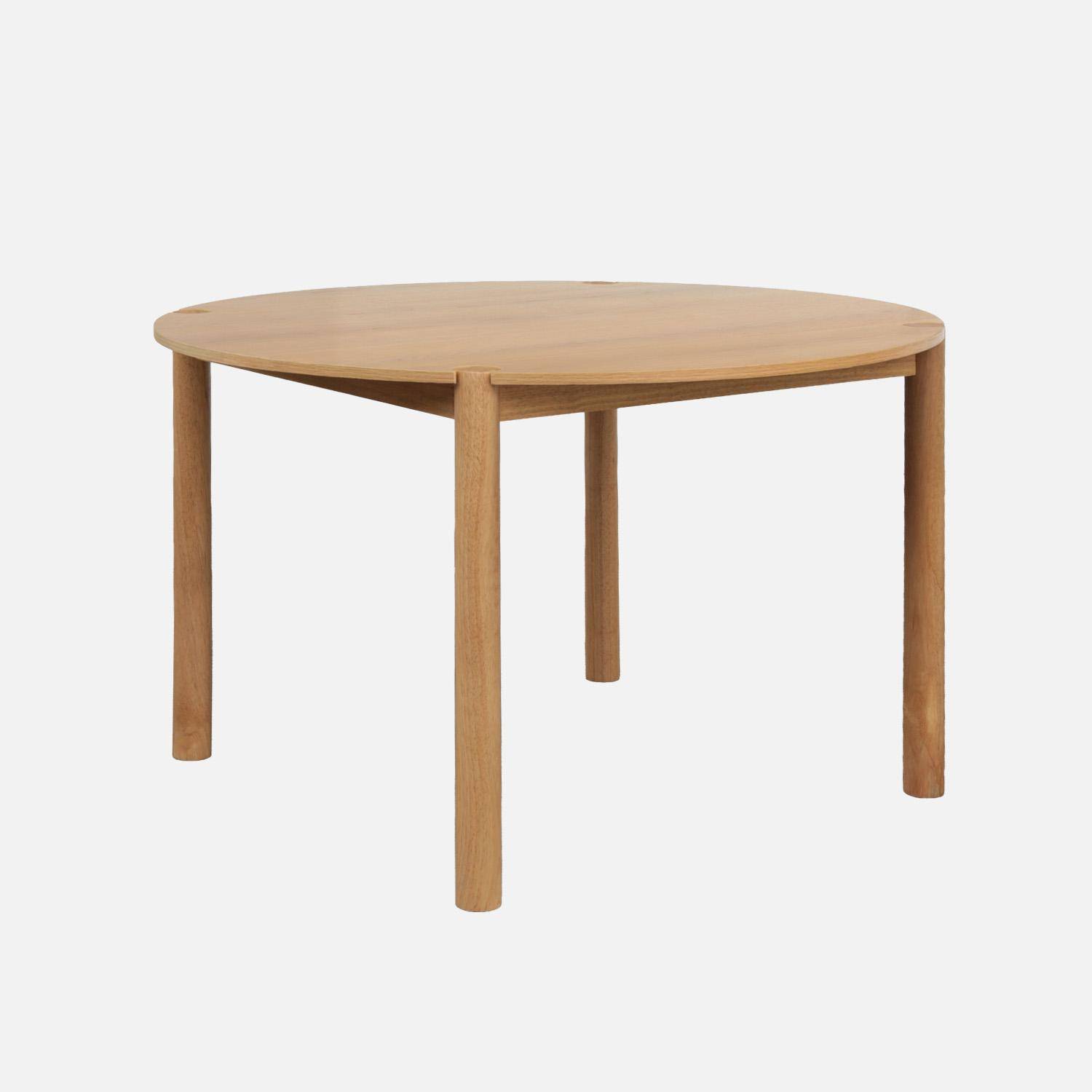 Clemence - Mesa de comedor redonda de madera de hevea, 4 plazas