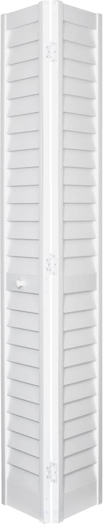 Lowe's Plantation 28-in x 80-in White 2-Panel Square Hollow Core Prefinished PVC Bifold Door Hardware Included | 7302880100(28 in X 80 in)
