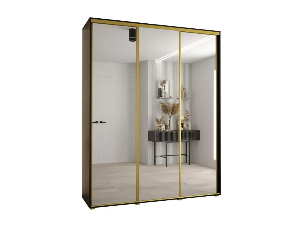 ARMARIO Lluesmamuebles 2 DE PUERTAS CORREDERAS 235.2/190/60 3 puertas (Negro/Negro/Oro)
