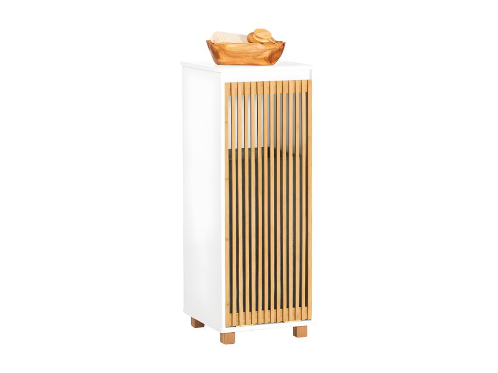 Cesto para Ropa Sucia Armario Multifuncional de Baño Mueble de Suelo con 1 Cesto Blanco 32 x 33 x 85 cm BZR126-W Cozetiq