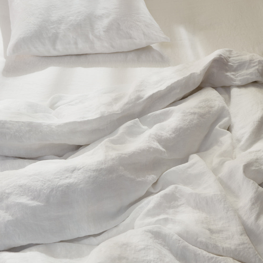 Housse de couette en lin lavé - Blanc Optique