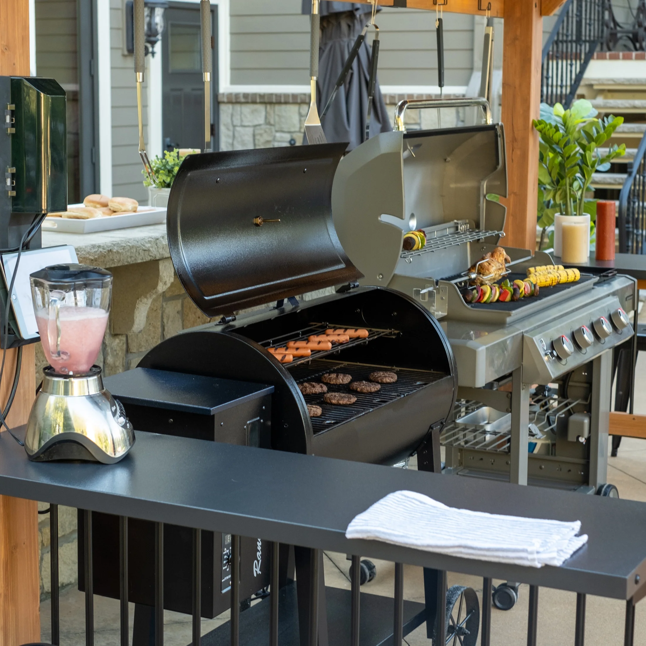 Backyard Discovery Saxony XL 12'x6' Cedar Grill Gazebo, Galvanized Steel Roof, Bar Tops - Image 11