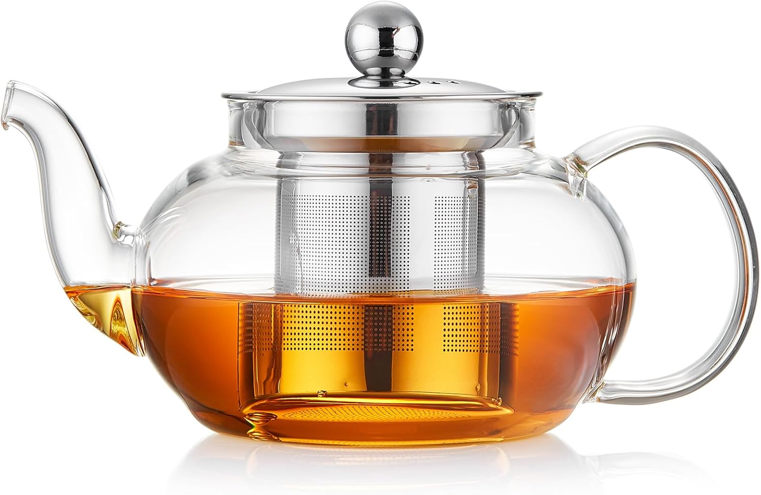 DOPUDO 40OZ (1200ML) Glass Teapot with Infuser Stovetop Safe, Clear Glass Tea Pot Kettle, Borosilicate Tea Pot with Infusers Filter for Loose Tea, Tea Kettle Dishwasher Safe.