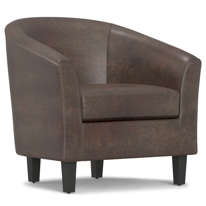 Modern Tub Accent Chair with Upholstered Seat and Wooden Legs