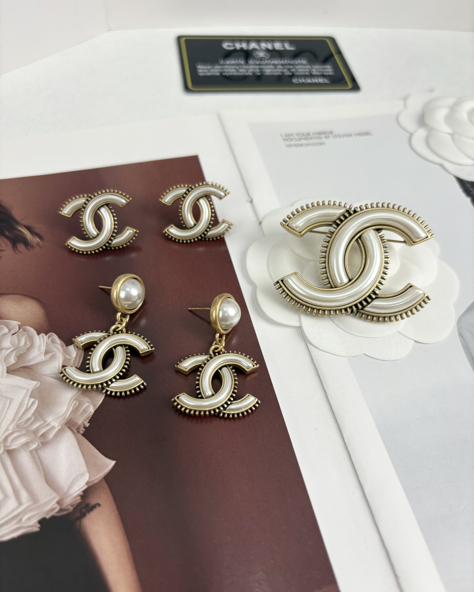 Chanel Vintage White CC Brooch - Original Replica Club