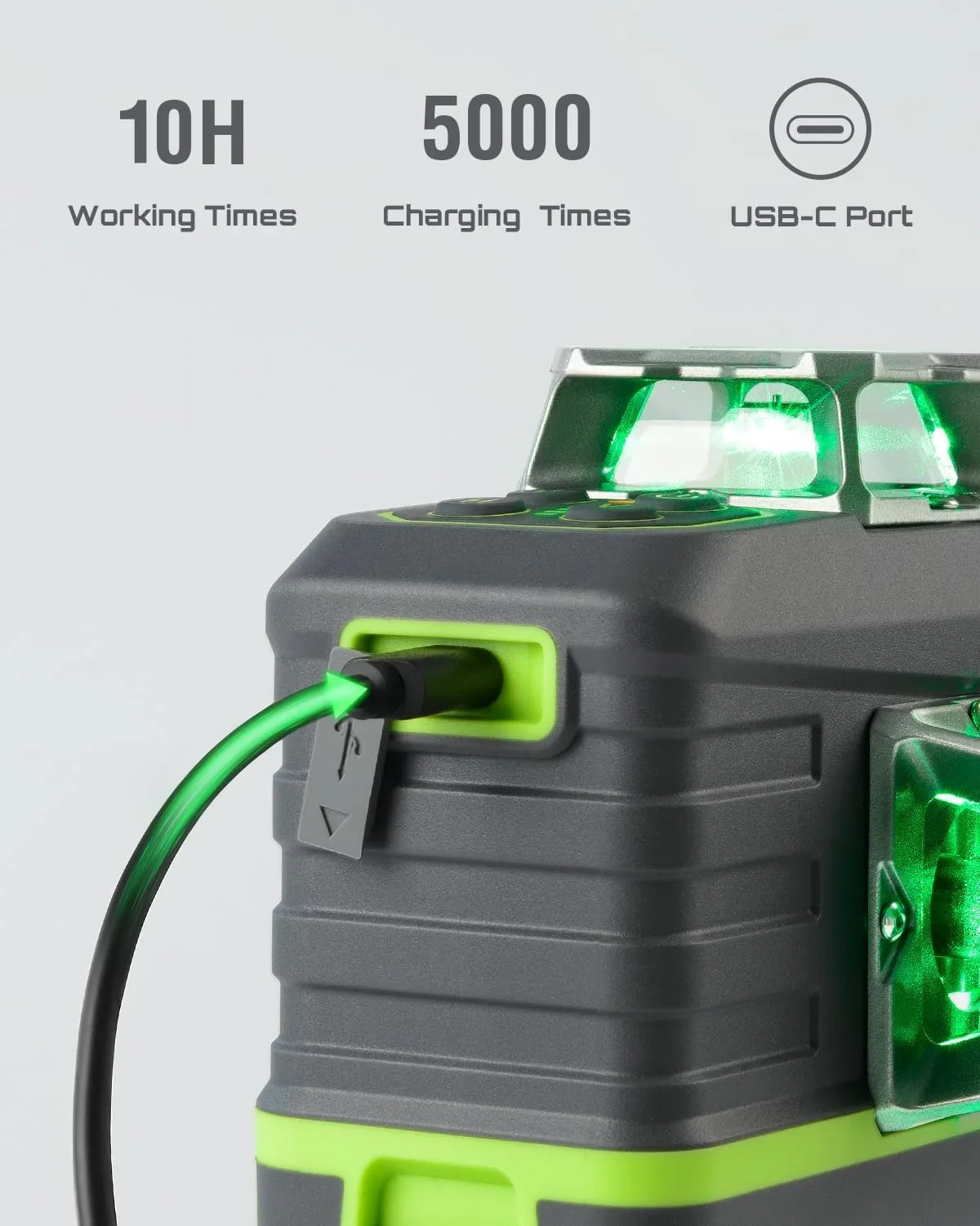 Laser Level 3x360- LASGOO with Remote Control, 2 Rechargeable Batteries, 100FT Range, 360- Magnetic Rotating Stand, IP54, 3Ds