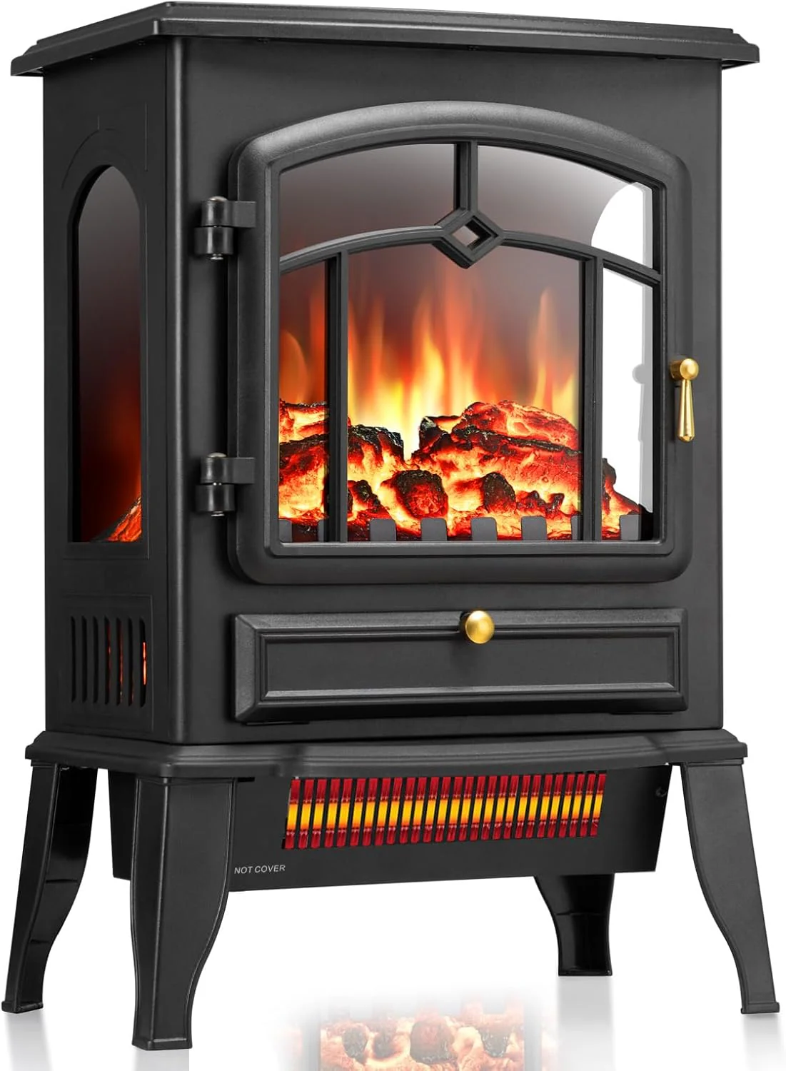ZAFRO Freestanding Electric Fireplace Stove with Realistic Flame Electric Fireplace Heater