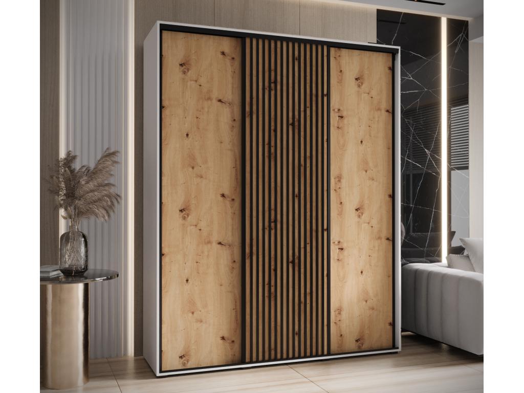 ARMARIO SAPPORO 1 DE PUERTAS CORREDERAS 205,2/190/45 3 puertas (blanco/artisan)