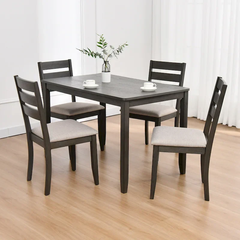 Set of 4 Slat Back Wooden Dining Chairs