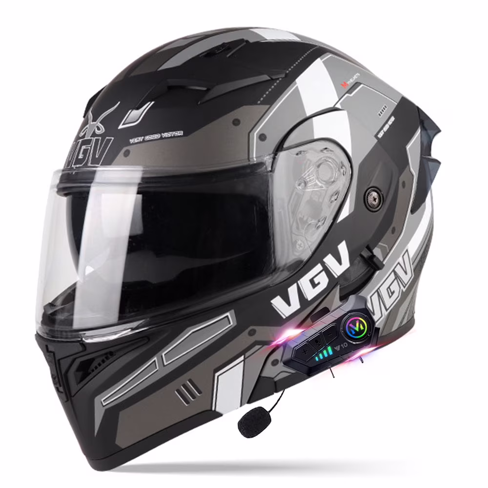 Bluetooth Modular Motorcycle Helmets for Adults Motorbike DOT Approved, Full Face Flip up Anti - Fog Helmet Built - in Dual Speaker with Microphone for Men and Women(XL24.01-24.41 inch/D)