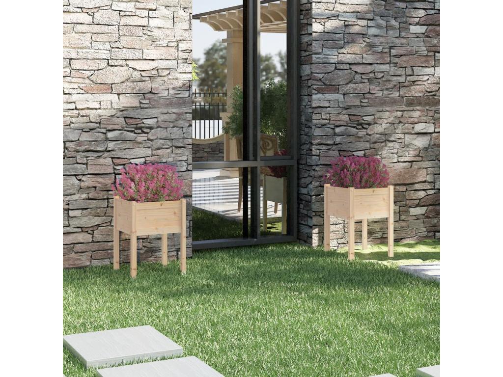 Jardineras de exterior 2 piezas 50x50x70 cm madera maciza de pino