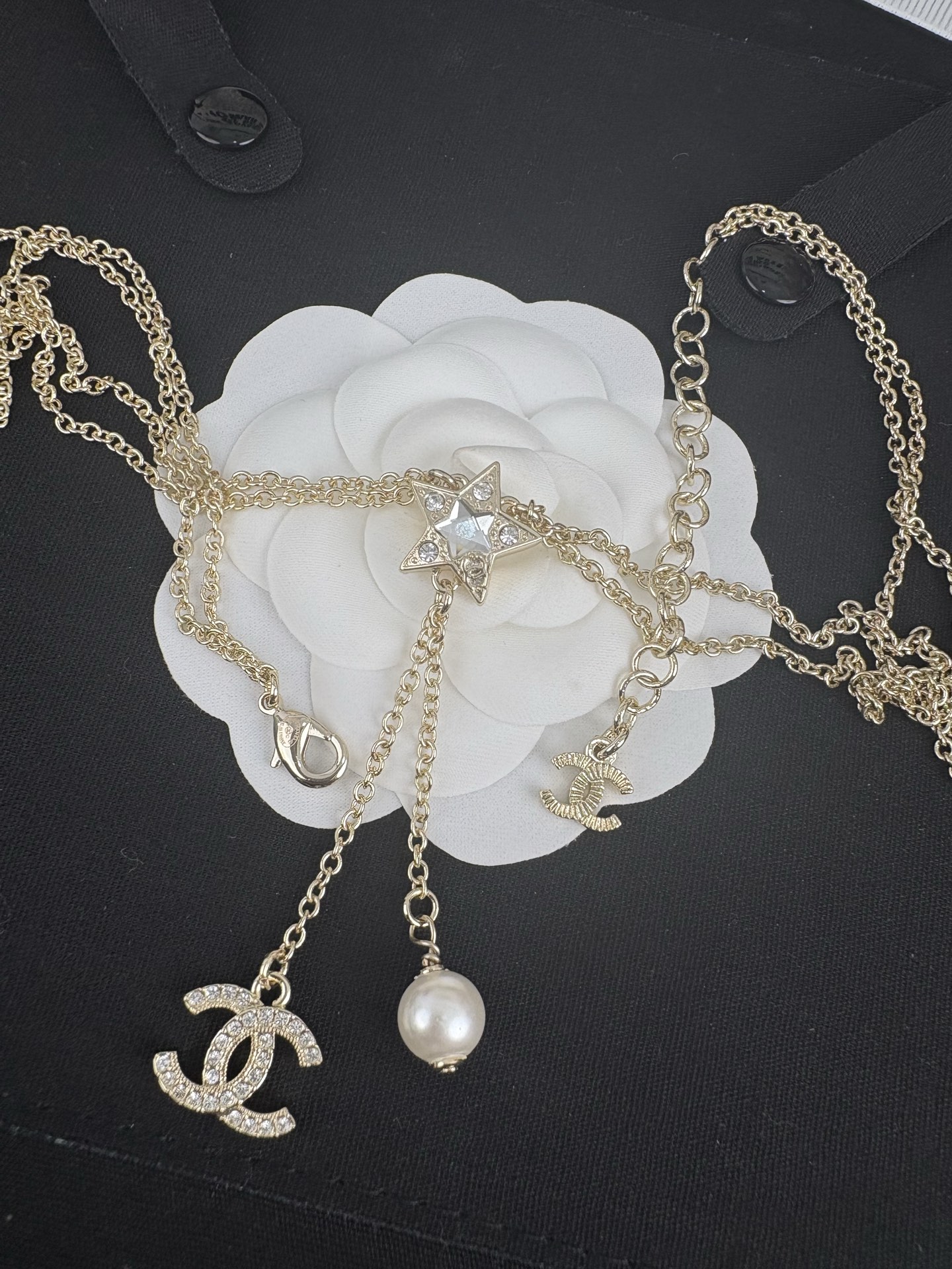 Two Layers Chanel Star with CC and Pearl Tassel Necklace - Original Replica Club