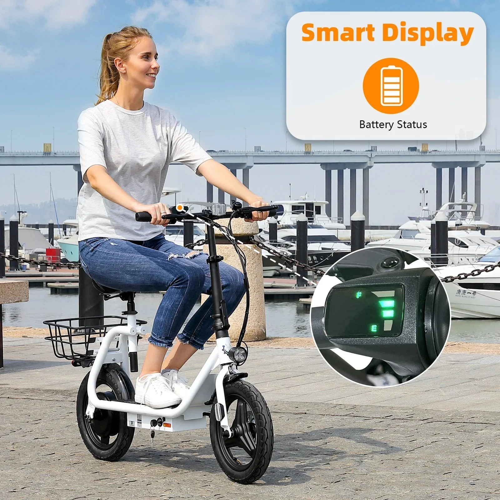 SANOPY Electric Scooter With Seat for Adults, 350W, 15 Miles, 20 Mph, 36V 5.2Ah, 14 inch Tire - Black - Image 11 SANOPY Electric Scooter With Seat for Adults, 350W, 15 Miles, 20 Mph, 36V 5.2Ah, 14 inch Tire - Black - Image 11