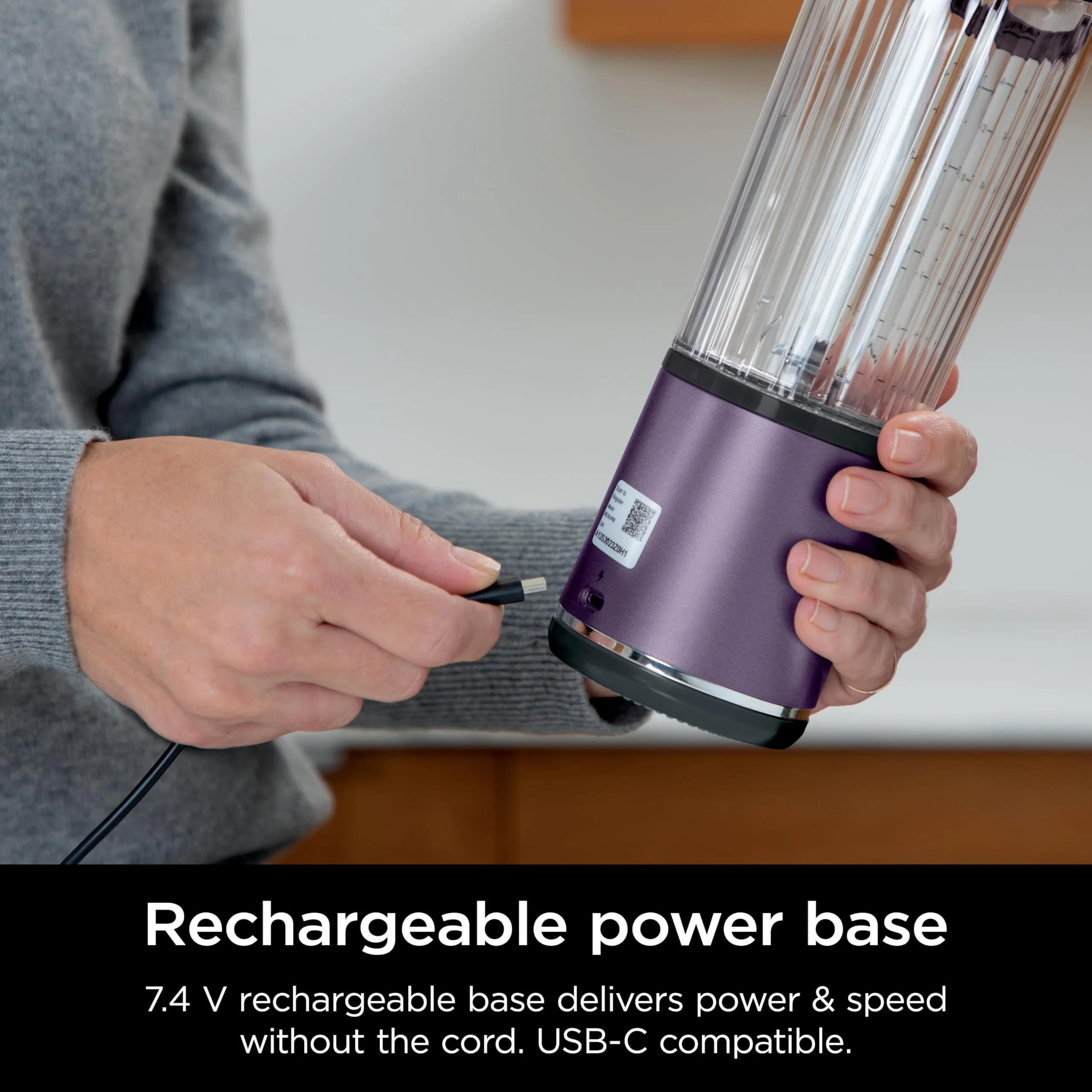 Ninja Blast Portable Blender, Cordless, 18oz. Vessel, Personal Blender for Shakes & Smoothies, BPA Free, Leakproof Lid & Sip Spout, USB-C Rechargeable, Dishwasher Safe Parts, Metallic Purple, - Image 9