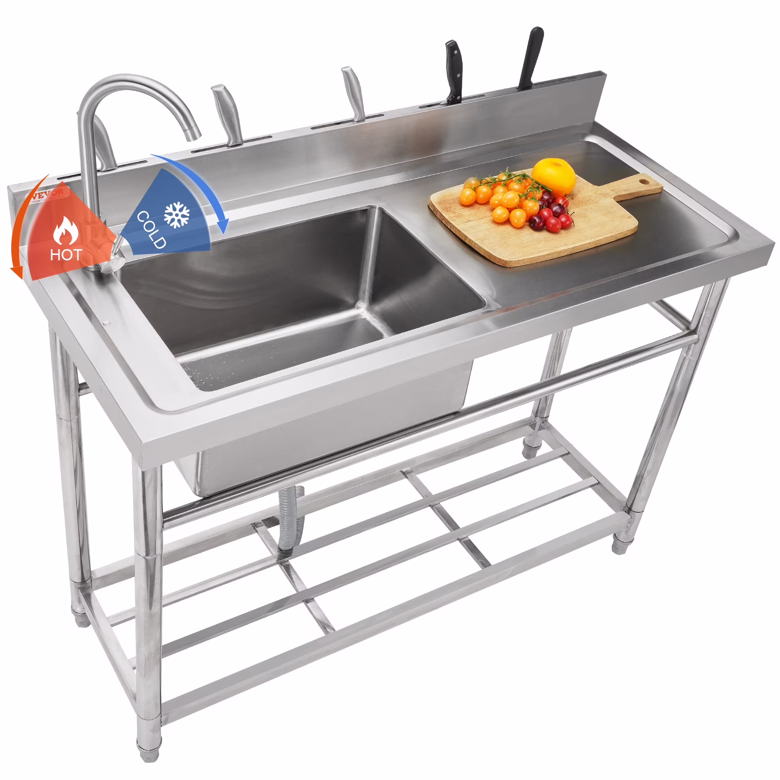 Bentism Silver Stainless Steel 39.4 x 19.1 x 37.4 inches Rectangular Single Bowl Sink - image 1