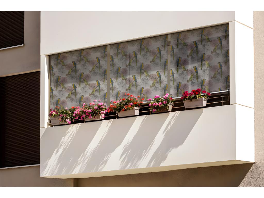Persiana enrollable para exteriores con estilo - 120x180 cm - Loros y flores Cortinas para balcones, Cortinas para balcones y Cortinas para protección solar