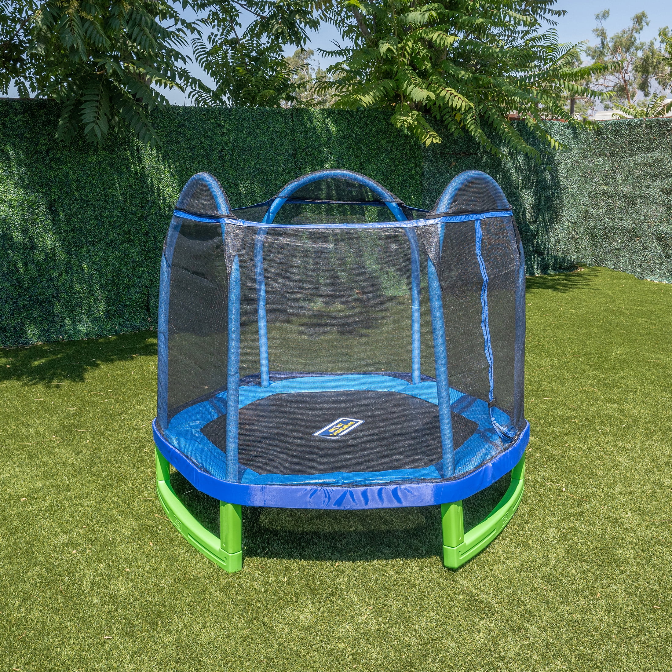 Sportspower 7' My 1st Trampoline for Kids 3-10 with Safety Enclosure Blue and Green - Image 2