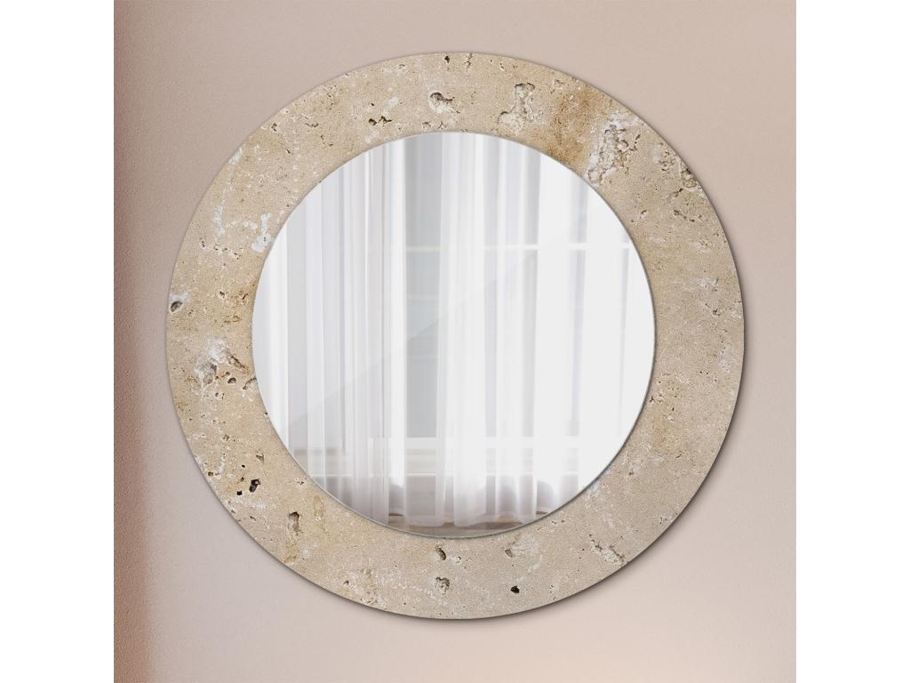 Espejo redondo decorativo - Aspecto piedra - 50 cm
