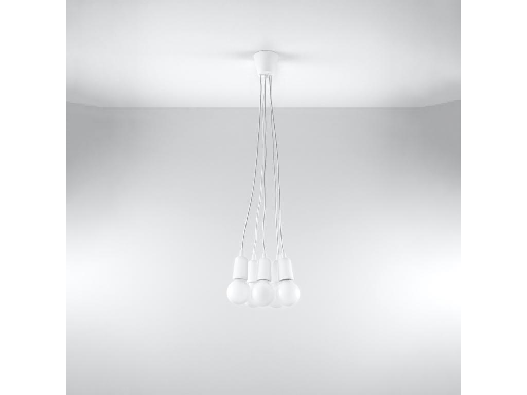 Lámparas colgantes Diego moderno de CLORURO DE POLIVINILO - 5 fuentes luminosas - L.25 x A.90 cm - Laocacasas