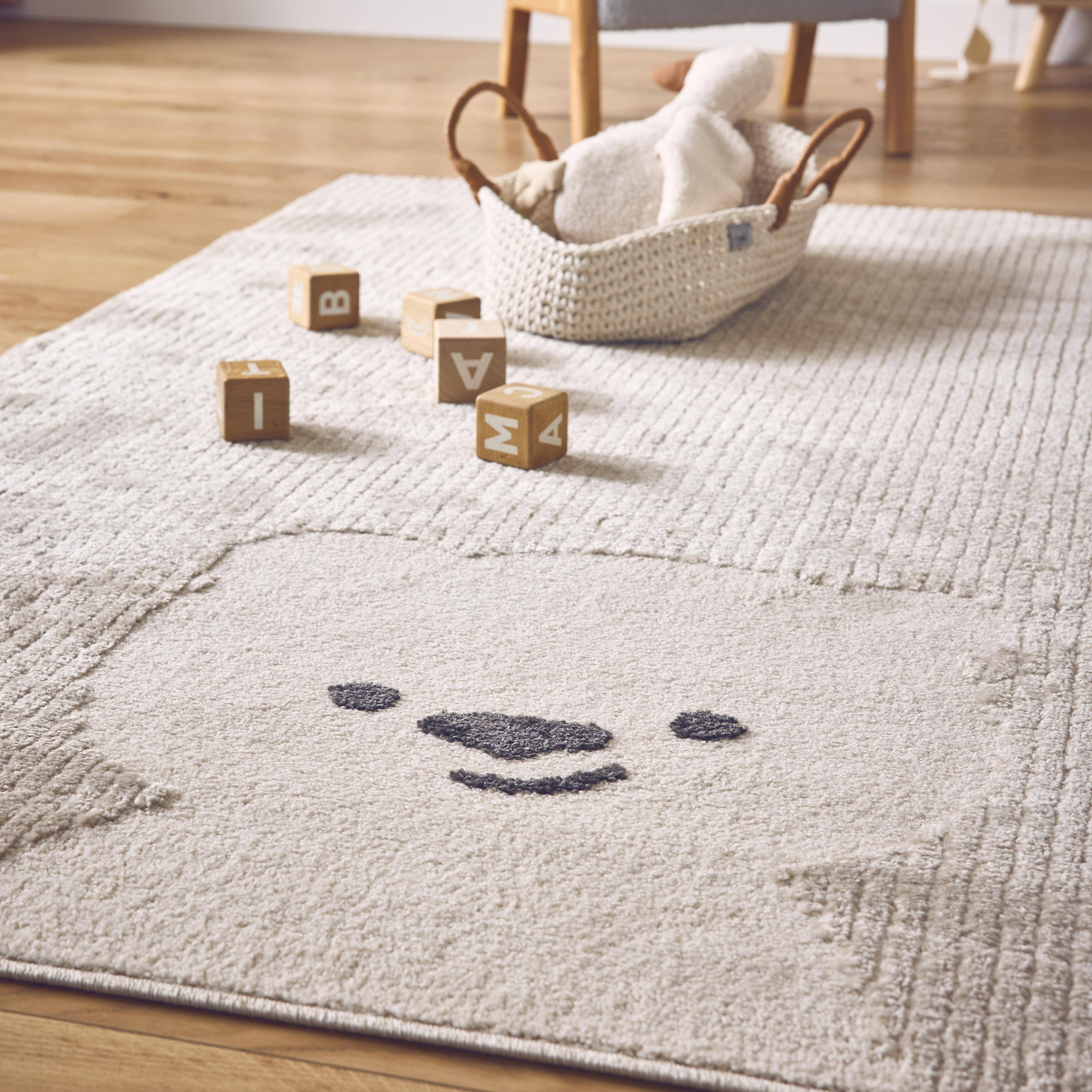Elliot - Alfombra infantil de osito en beige / crema