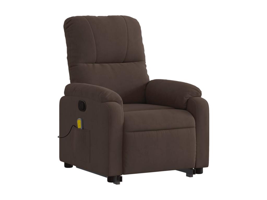 Sillón reclinable de masaje elevable tela de microfibra marrón