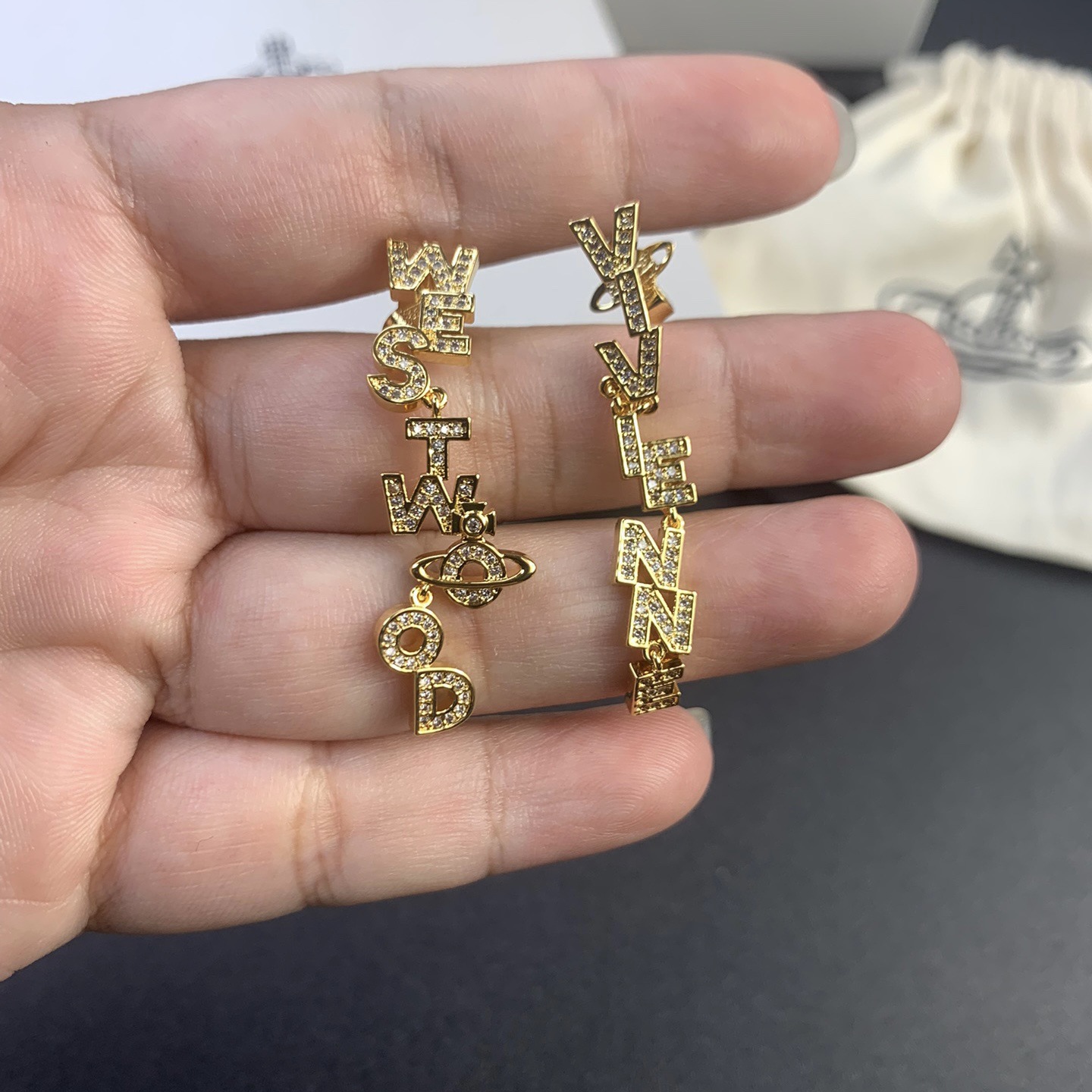 Vivienne Westwood Letters Asymmetric Earrings - Original Replica Club