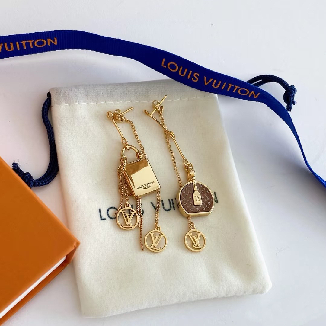 Louis Vuitton Asymmetric Lock and Handbag Tassel Earrings - Original Replica Club